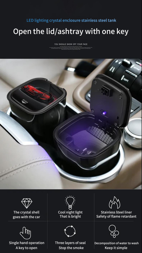 Smart Multifunctional Car Ashtray – Portable Car Trash & Smoke-Free Ash Holder